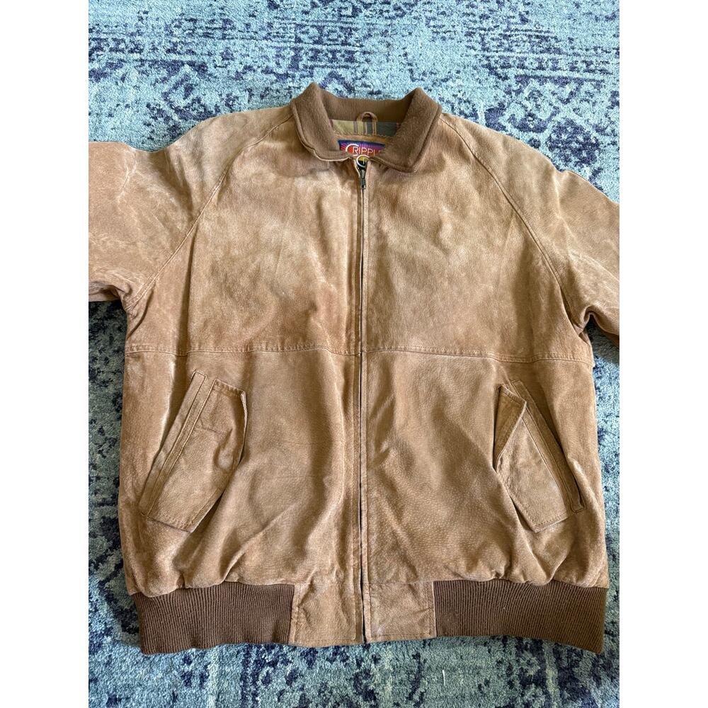 Cripple Creek Leather Western Chore Style Bomber Jacket Quilted Inside HEAVY - Picture 3 of 7